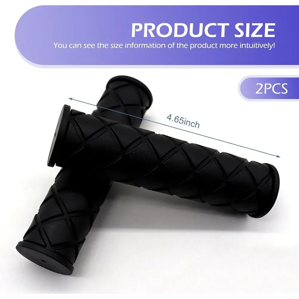2PCS 7/8" Motorcycle Hand Grips, Non Slip Rubber Bar End Thruster or 22mm/24mm Handles, Unil or MotoScooter Dirt Bike (Black)