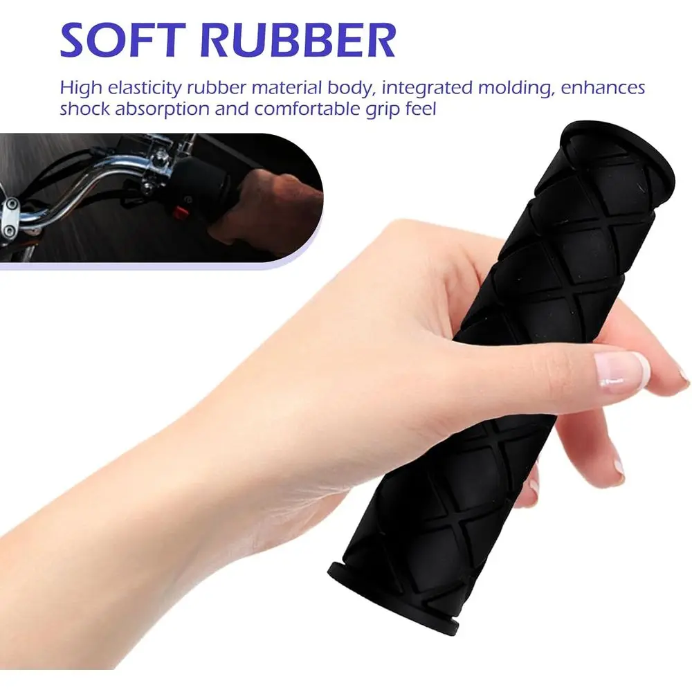 2PCS 7/8" Motorcycle Hand Grips, Non Slip Rubber Bar End Thruster or 22mm/24mm Handles, Unil or MotoScooter Dirt Bike (Black)