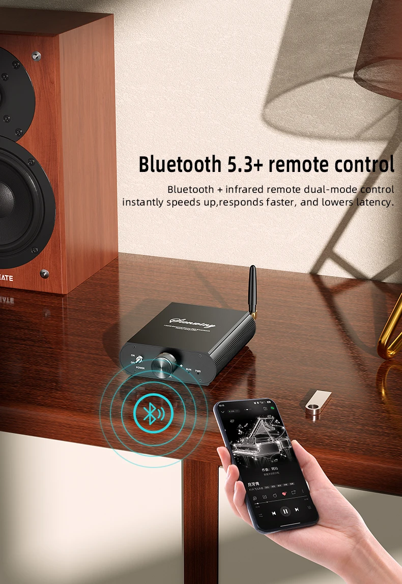 Docreate YS-T100W TPA3116 Bluetooth 5.3 Mono Amp with APP Control 12-24V Boost Mini Audio Amplifier For Outdoor PC Subwoofer US