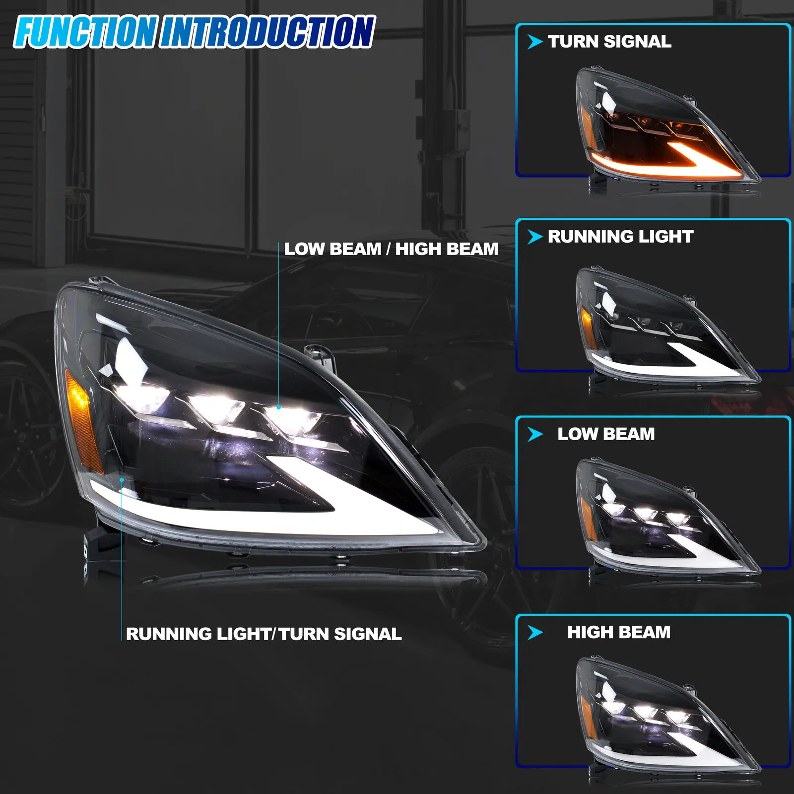 LED Headlights for Lexus GX470 2003-2009 Sequential Turn Signal Start-up Animation DRL Projector Front Lamps Assembly
