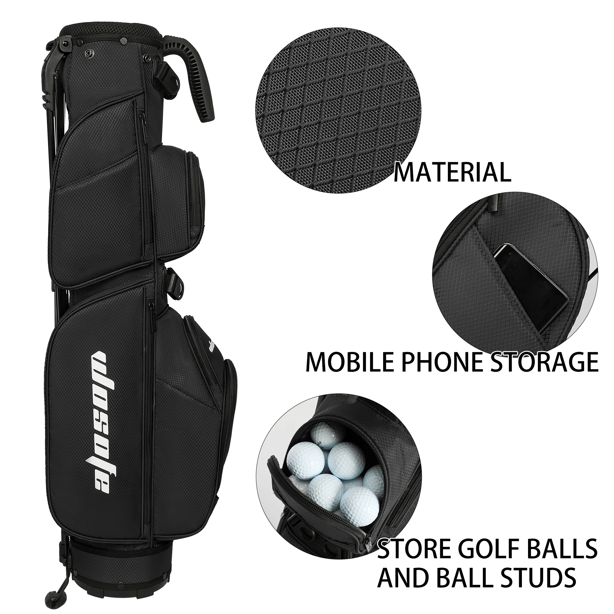 3-Way Dividers, Fits 5-9 Clubs - Small Sunday Lightweight Golf Stand Bag - for Men & Women, Par 3, Driving Range & Executive