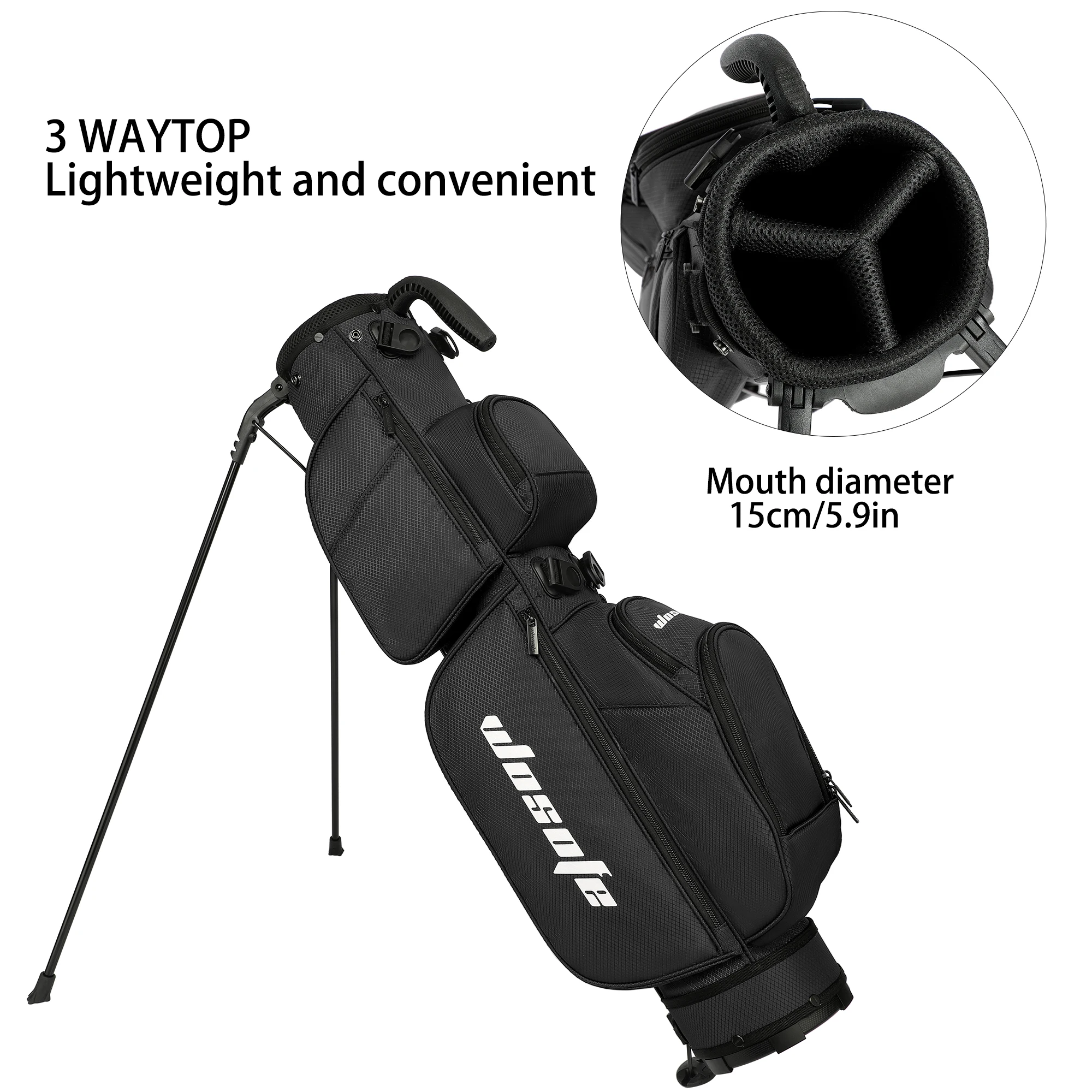 3-Way Dividers, Fits 5-9 Clubs - Small Sunday Lightweight Golf Stand Bag - for Men & Women, Par 3, Driving Range & Executive
