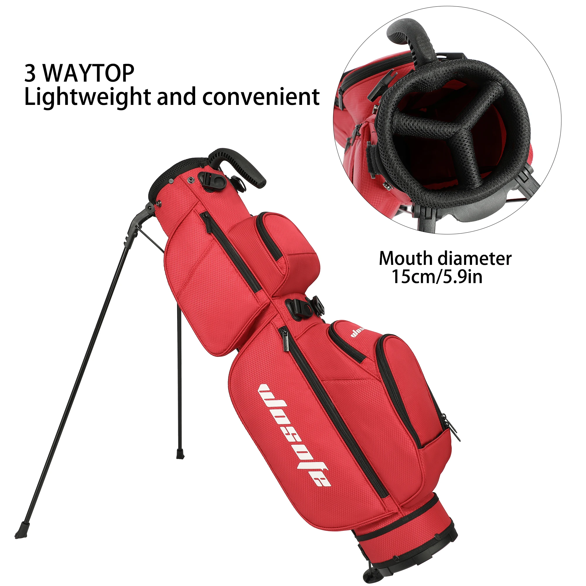 3-Way Dividers, Fits 5-9 Clubs - Small Sunday Lightweight Golf Stand Bag - for Men & Women, Par 3, Driving Range & Executive