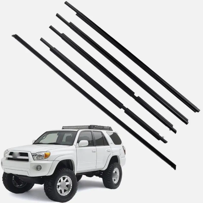 5Pcs Door Weatherstrip Window Moulding Trim Seal Belt Kit For Toyota 4Runner 2003~2009 Black Window Rubber Trim Car Weatherstrip