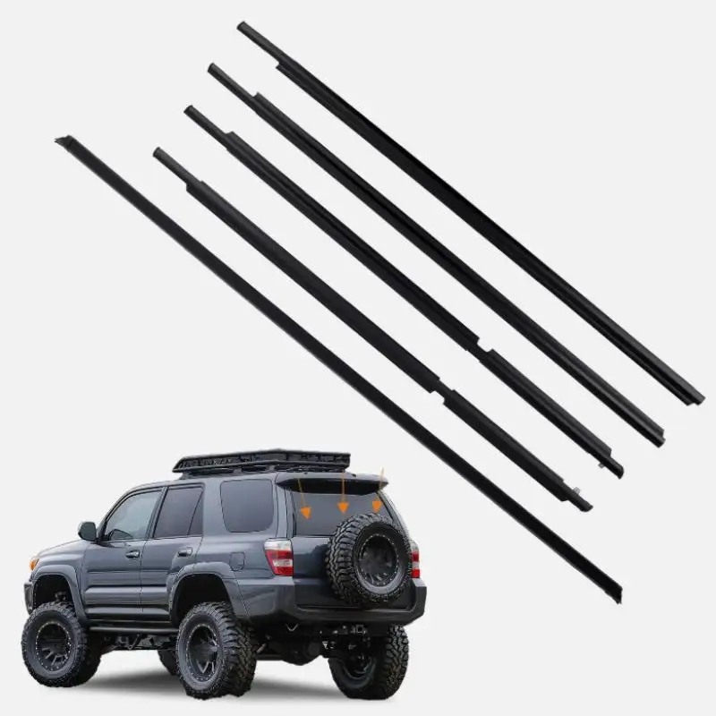 5Pcs Door Weatherstrip Window Moulding Trim Seal Belt Kit For Toyota 4Runner 2003~2009 Black Window Rubber Trim Car Weatherstrip
