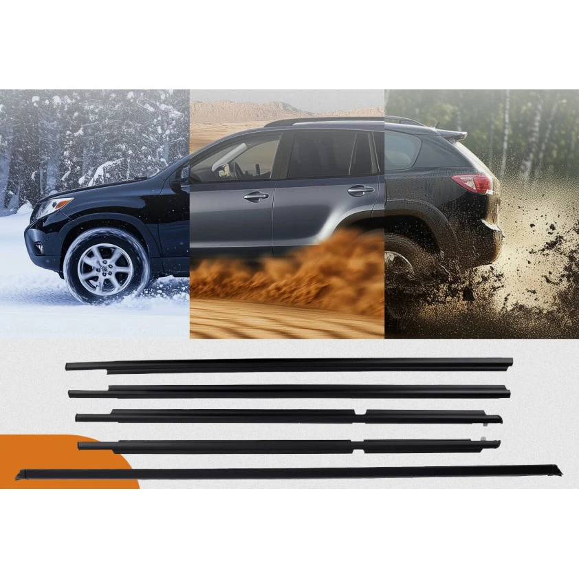 5Pcs Door Weatherstrip Window Moulding Trim Seal Belt Kit For Toyota 4Runner 2003~2009 Black Window Rubber Trim Car Weatherstrip