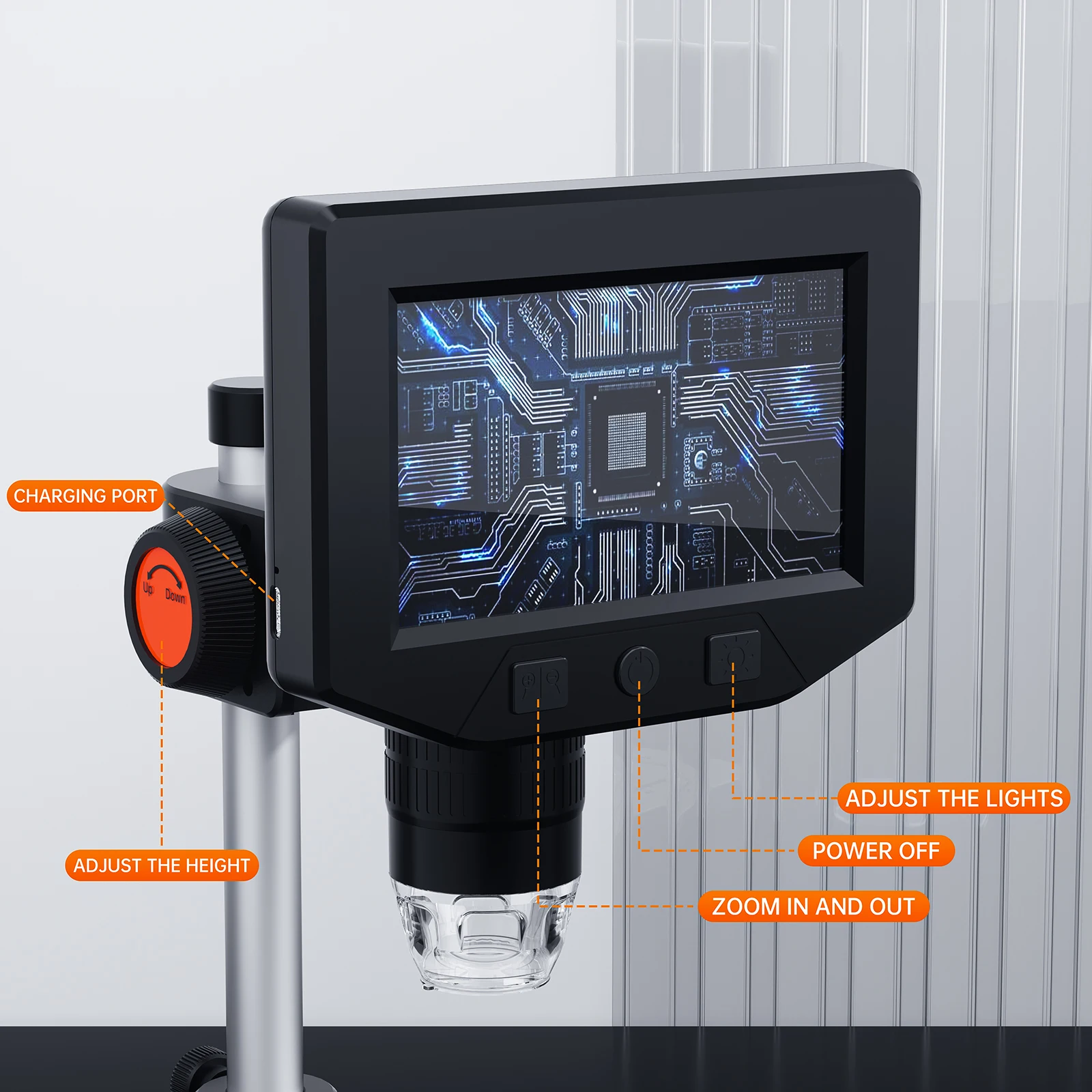 4.3 Inch LCD Digital Microscope 1000X Zoom 1080P HD Video Microscope With 8 LED Linght Portable USB Microscope For Soldering PCB