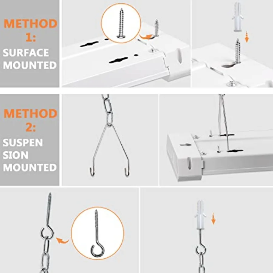 4FT Linkable LED Shop Light for Garages, 42W 4800LM 5000K Daylight Led Shop Lights, Ceiling Light with Pull Chain ON/Off,Linear