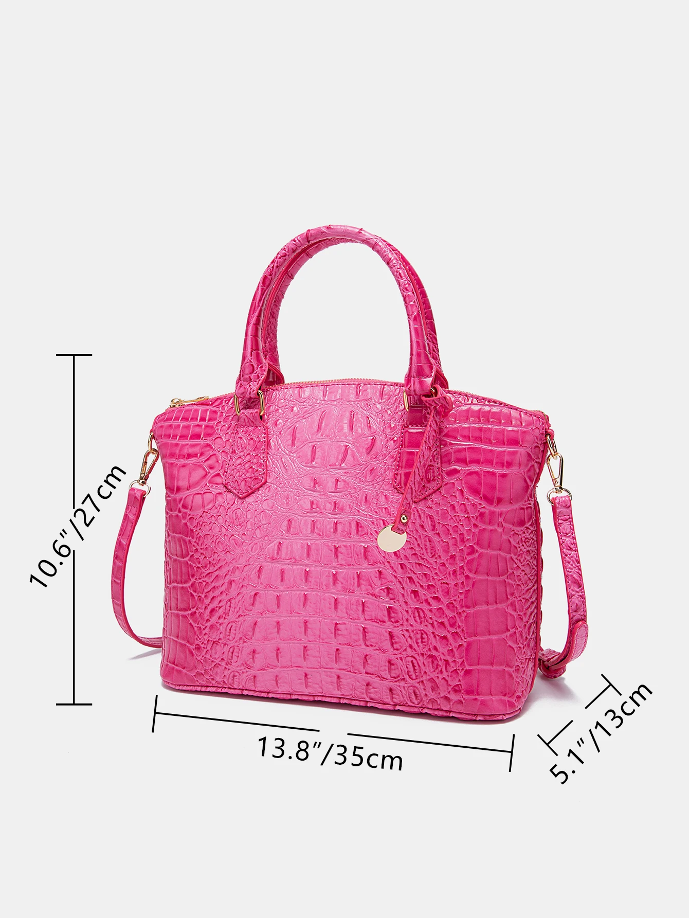 Embossed Dome Tote Bag for Women Convertible Top Handle Shoulder Bag with Detachable Strap Zipper Closure Lightweight Portable Daily Purse Ideal for Outdoor Hiking Camping Travel Weekend Getaway Daily Commute Casual Outing and Multi Occasion Daily Use