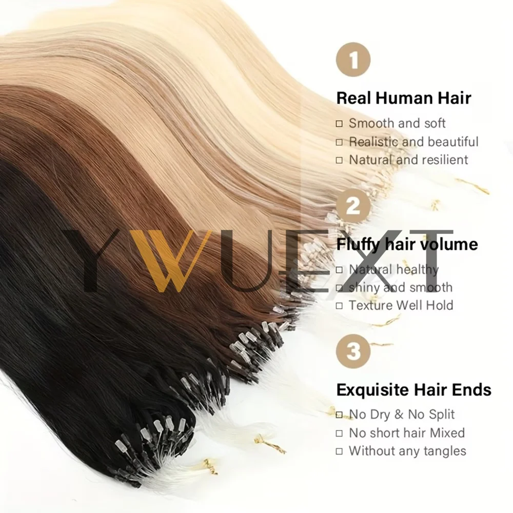 Shipping from the USA Micro Loop Ring Human Hair Extensions 12"-20" Natural Straight Black Brown Blonde Link Hair 50pcs Micro Beads Extensions 30g/pack for Women