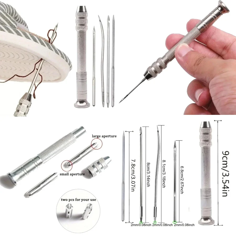 Leather Craft Sewing Kit Waxed Thread Hand Quilting Needles Sewing Awl,for Beginner , Stitching, Sewing