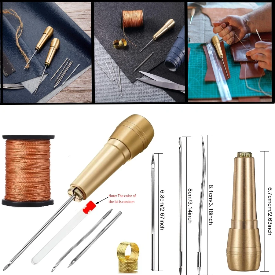 Leather Craft Sewing Kit Waxed Thread Hand Quilting Needles Sewing Awl,for Beginner , Stitching, Sewing
