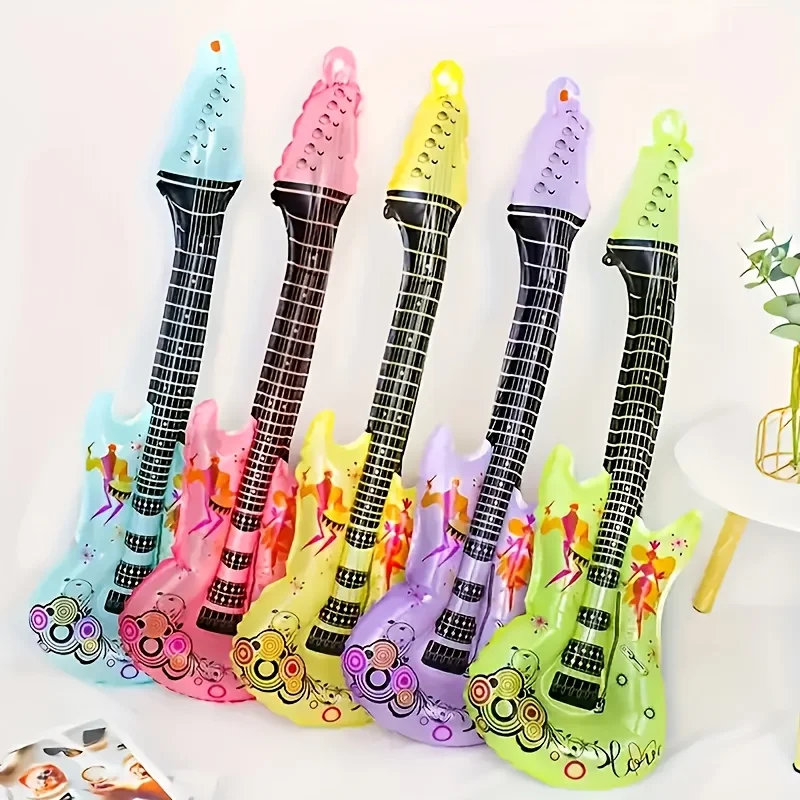 10 Piece Inflatable Instrument Set, Inflatable Guitars in Various Colors, Colorful Inflatable Guitar Rock Party