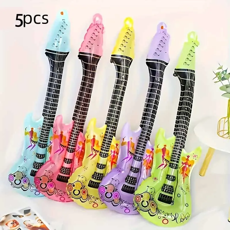 10 Piece Inflatable Instrument Set, Inflatable Guitars in Various Colors, Colorful Inflatable Guitar Rock Party