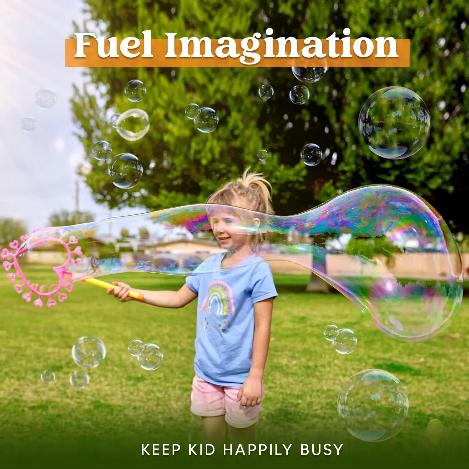 JOYFY 8 Pieces Large Bubble Wands Giant Bubble Toys Set with Loose Tray for Kids Summer Outdoor Activity Party Favors