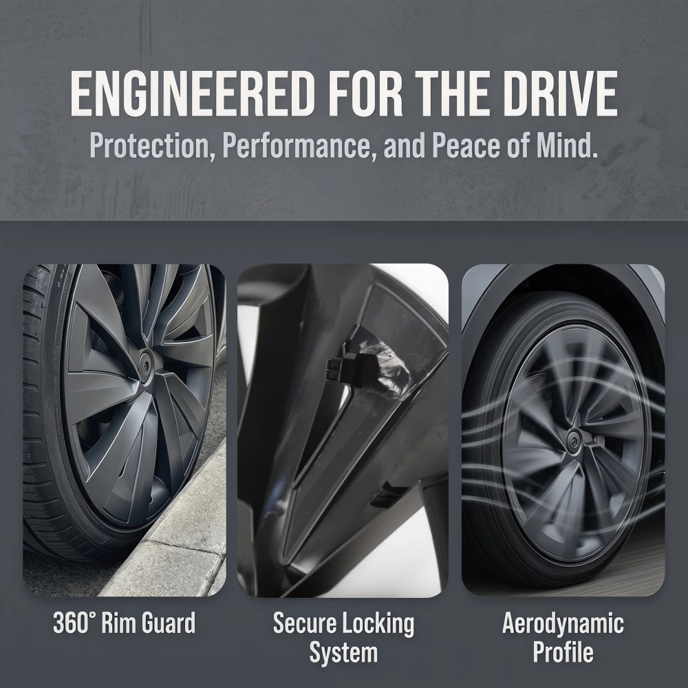 4PCS 19-Inch Wheel Cover for Tesla New Model Y Juniper Performance Hub Caps Crossflow Tire Hubcaps Full Rims Accessories 2025-26