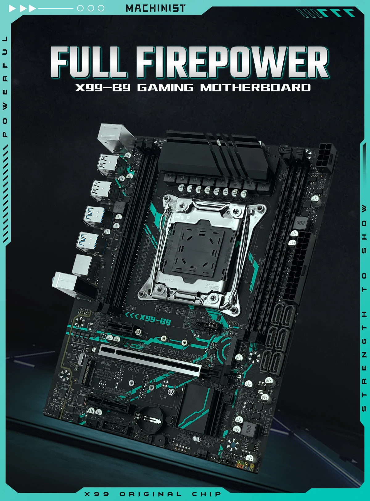 MACHINIST X99 B9 Motherboard Support LGA 2011-3 XEON E5 V3/V4 CPU C612 Chip DDR4 RECC NON-ECC Memory NVME M.2 USB3.0