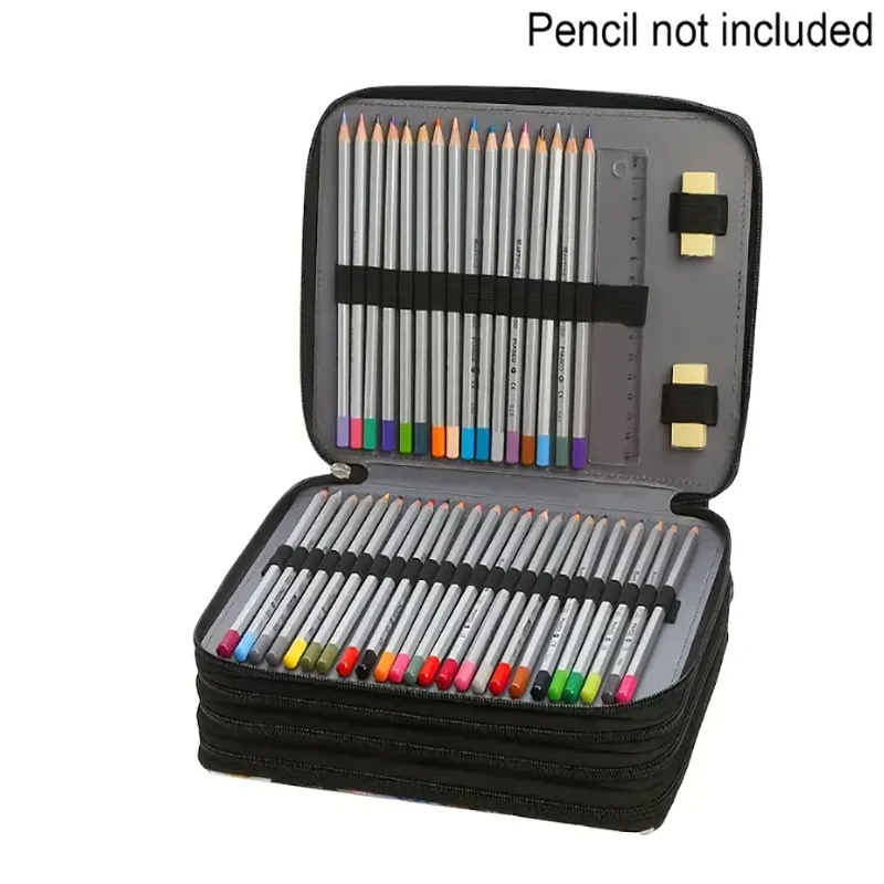 Vitality Dragonfly and Flower Pencil Box - 200-Hole Design, Durable Fabric Storage Bag, Suitable for Pencils, Markers, Scissors - Portable Office Art Supplies Storage Box, Dragonfly Decoration, Art Supplies Storage, Colorful Illustrations, Sturdy Structur