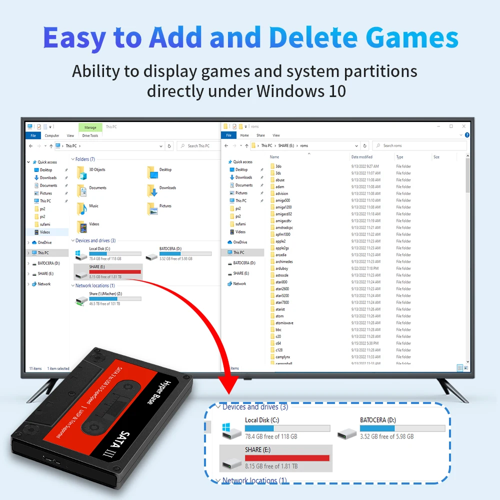 Batocera 500G Retro Game Hard Drive With 48000+ Games External Handheld Emulator Gaming HDD for N64/PS3/PS2/PS1/WII Compatible with Win PC