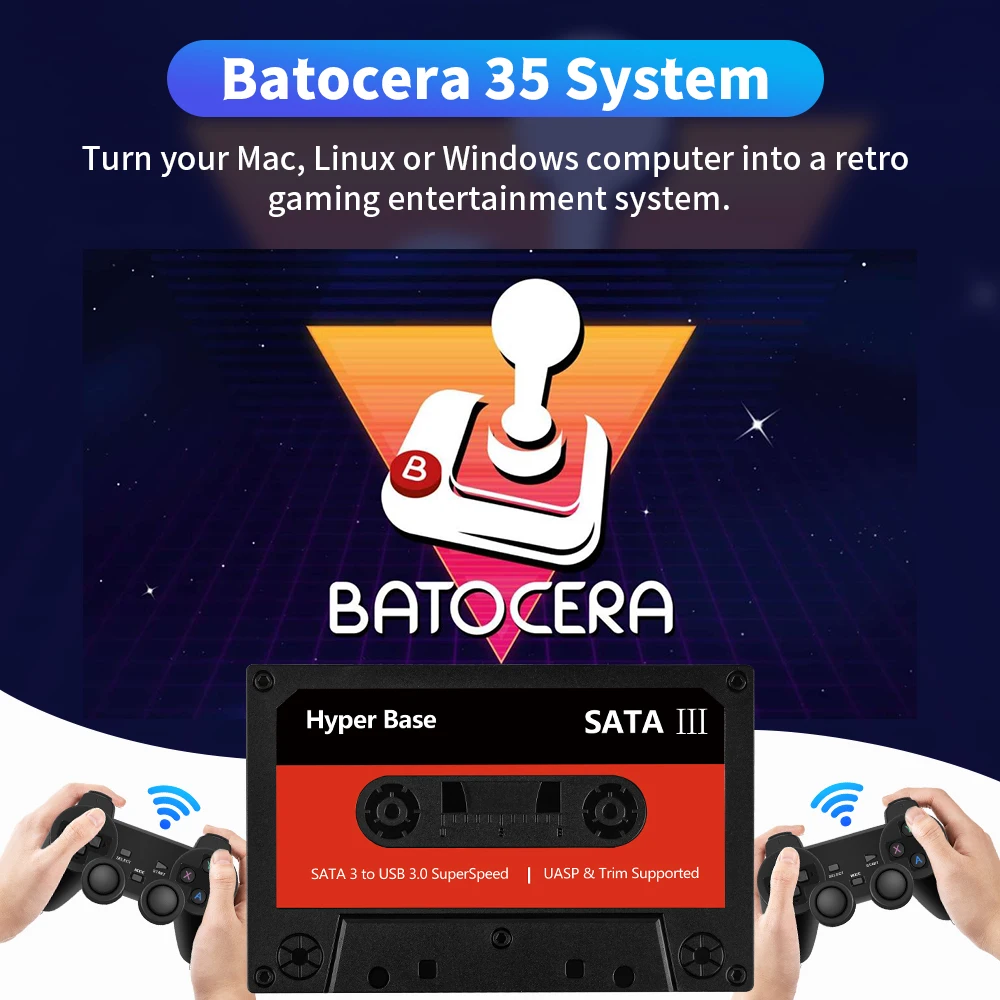 Batocera 500G Retro Game Hard Drive With 48000+ Games External Handheld Emulator Gaming HDD for N64/PS3/PS2/PS1/WII Compatible with Win PC