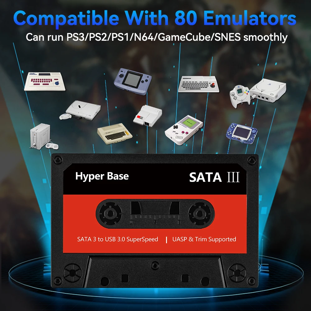 Batocera 500G Retro Game Hard Drive With 48000+ Games External Handheld Emulator Gaming HDD for N64/PS3/PS2/PS1/WII Compatible with Win PC
