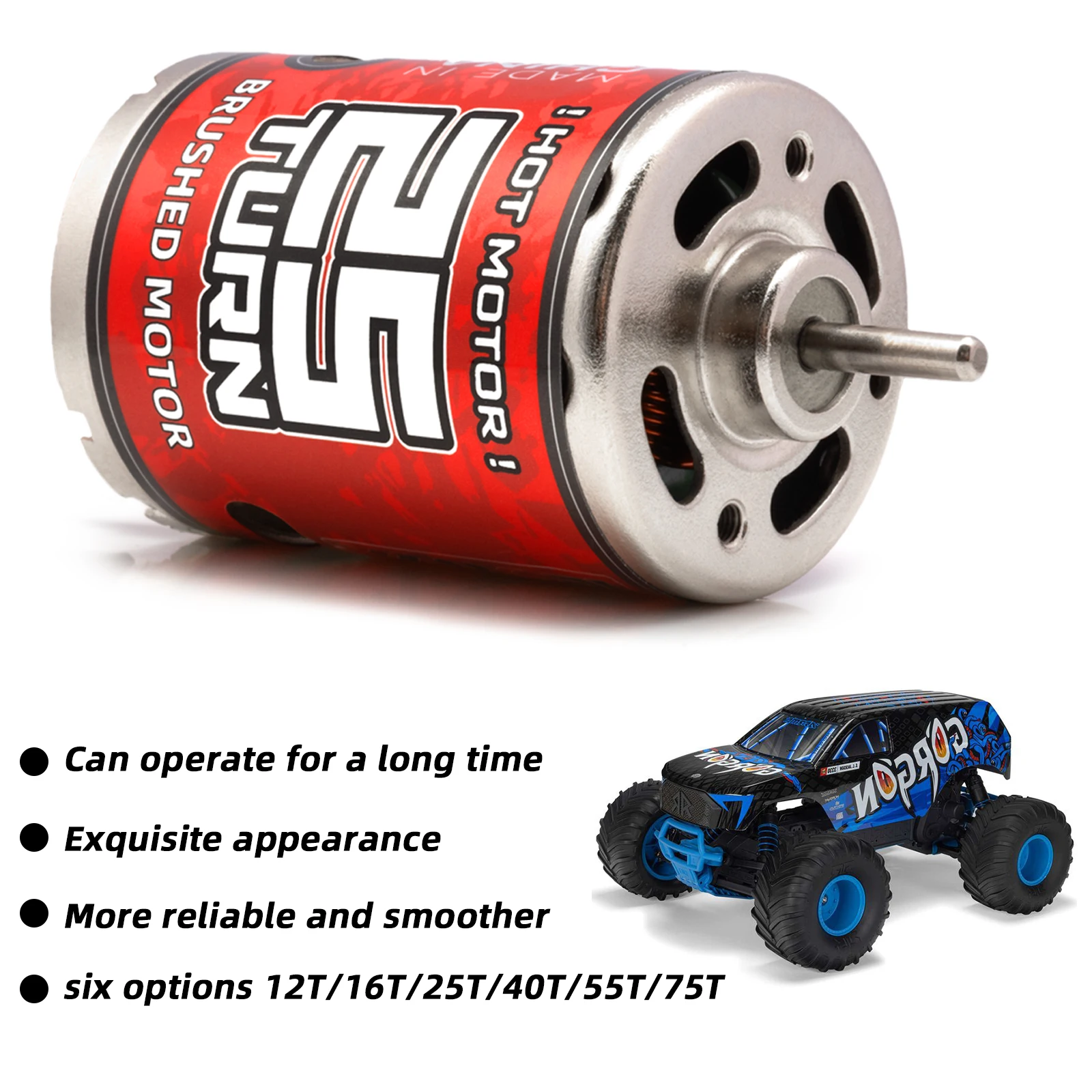RCXAZ 540 PRO Brushed Motor Matched AEY60 Bidirectional 60A Brushed ESC Combo, RC Upgrade Mod Kit For 1/10 RC Vehicle Arrma Traxxas HSP Redcat RC4WD Tamiya Axial SCX10 D90 1/10 RC Crawler Offroad Truck Buggy