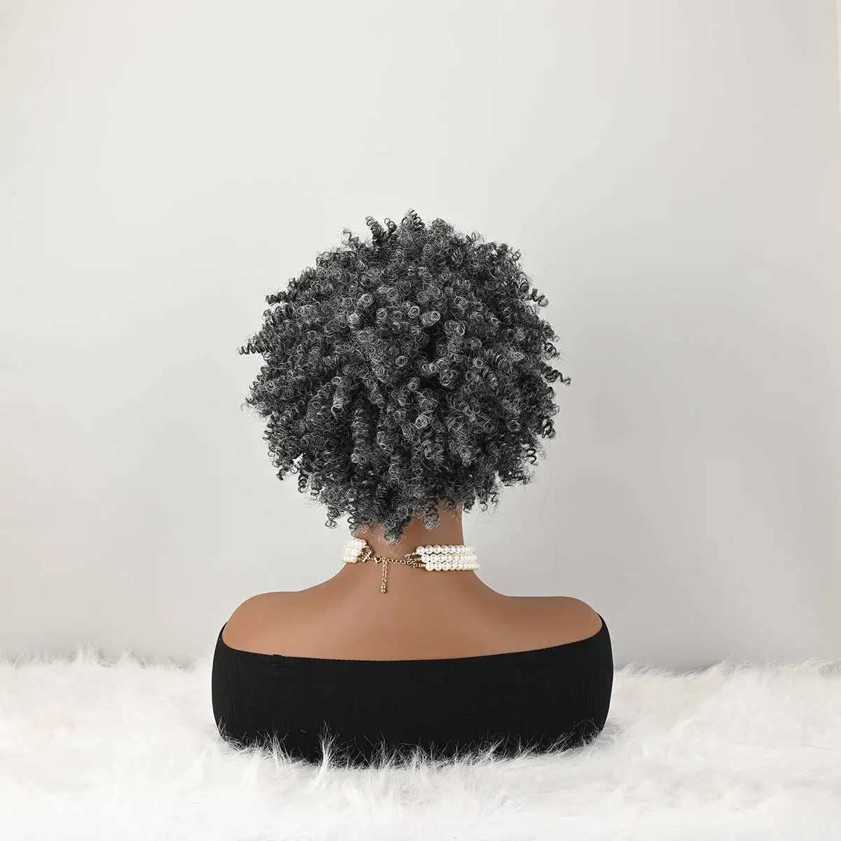 Headband Wig Curly Headband Wig With Bangs For Women Synthetic Afro Curly Hair Wig With Headband Attached Short Kinky Curly Afro High Puff With Bangs Stripes Short Red Curly Wigs with Bangs for Women, Natural Wavy Synthetic Wig, Fluffy Pixie Cut
