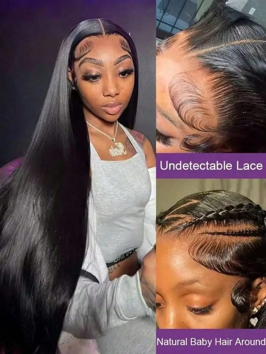 250 Density 12A Straight Human Hair Wig 26 Inch 13x4 HD Transparent Lace Glueless Wig Pre Plucked Brazilian Hair For Women