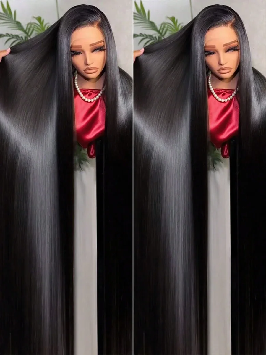 250 Density 12A Straight Human Hair Wig 26 Inch 13x4 HD Transparent Lace Glueless Wig Pre Plucked Brazilian Hair For Women