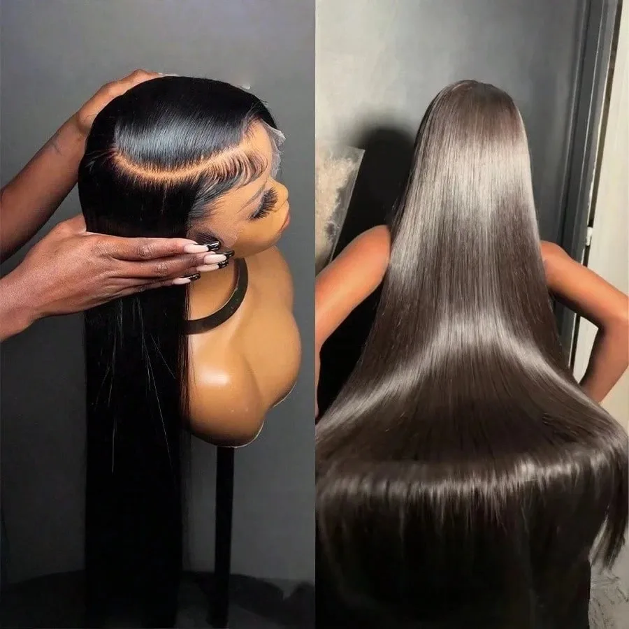 250 Density 12A Straight Human Hair Wig 26 Inch 13x4 HD Transparent Lace Glueless Wig Pre Plucked Brazilian Hair For Women