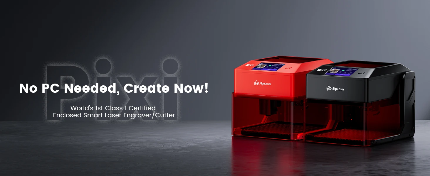 AlgoLaser PIXI Laser Engraver 3W/5W/10W Fully Enclosed Laser Engraving Machine 3.5 Inch Touch Screen Portable DIY Wood Leather Acrylic Cutter Commercial Custom Art Marking Tool