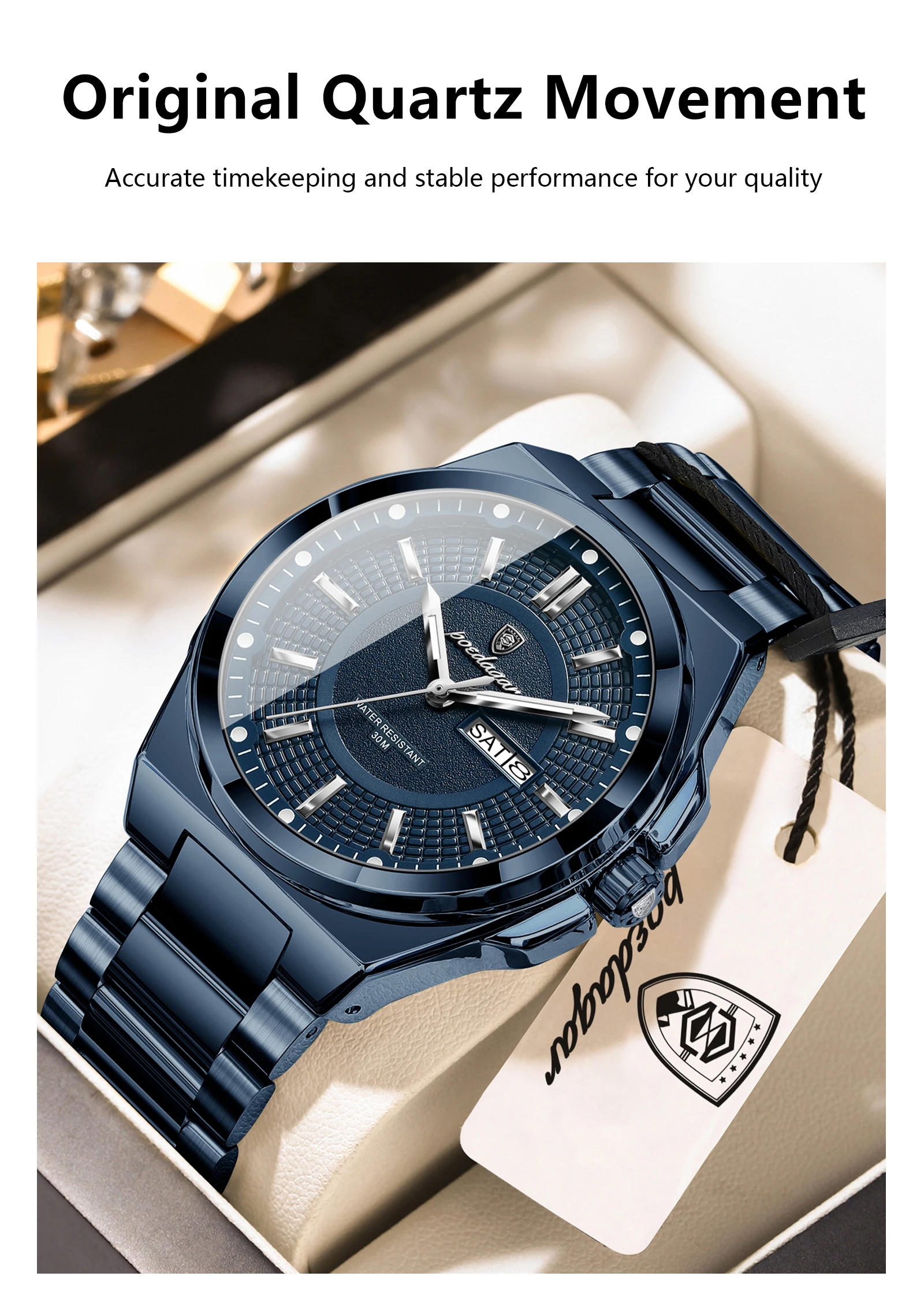POEDAGAR Original Business Quartz Men Wristwatch High Quality Stainless Steel Waterproof Luminous Stylish Man Watch Date Week Fashion Casual Men's Watches