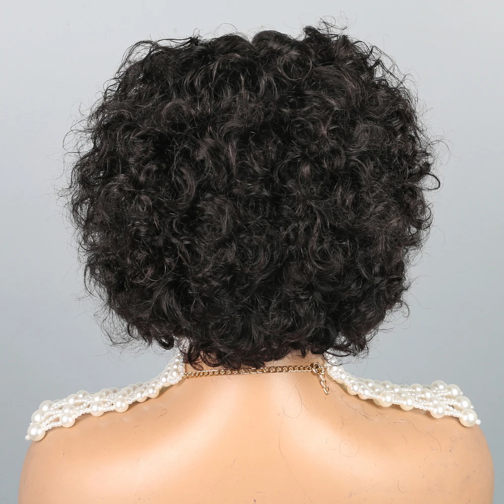 13x1 Short Curly Wig Human Hair Wigs 8 inch Short Bob Pixie Cut Brazilian Human Hair Wig Black Afro Kinky Lace Front Wigs for Women