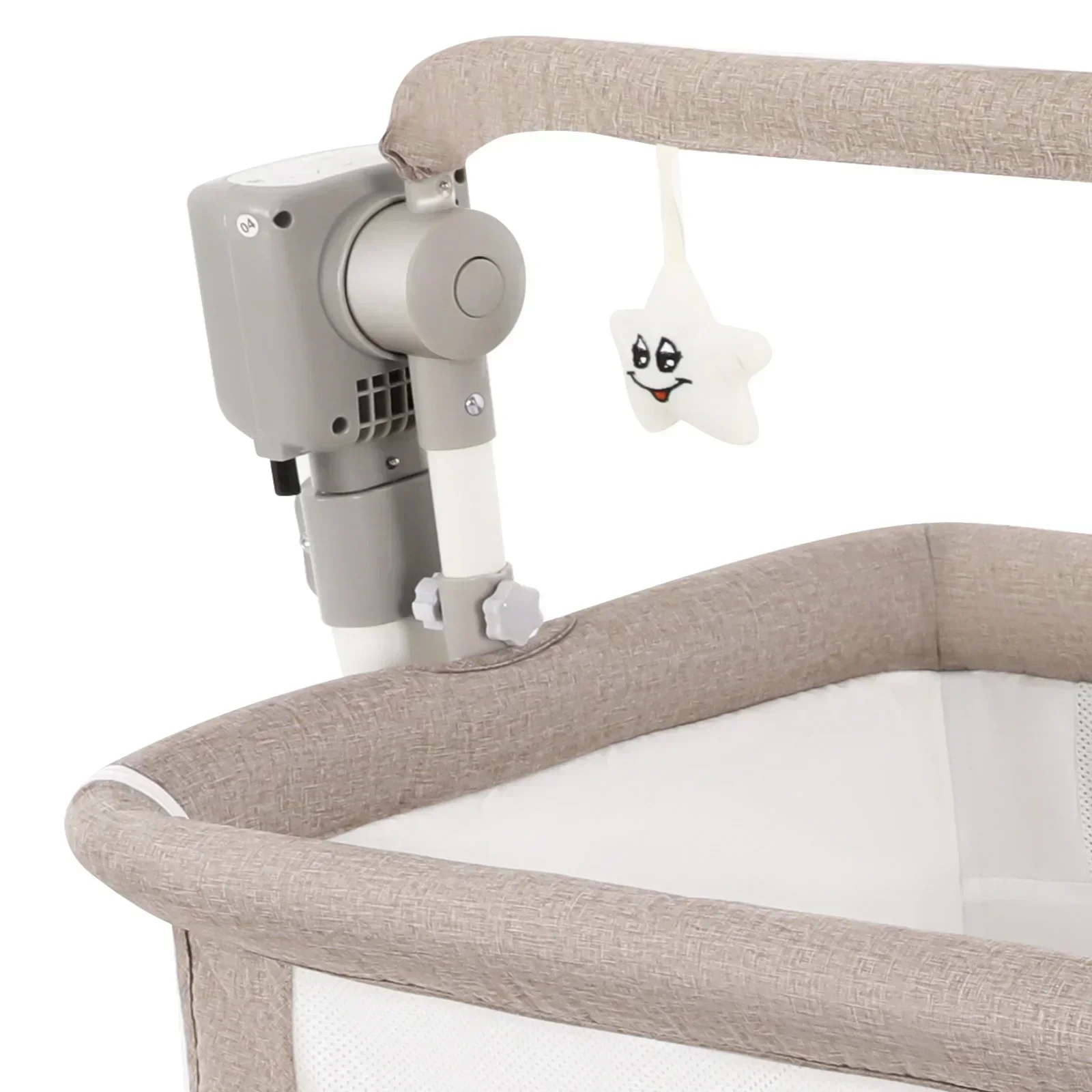 Smart Electric Baby Bassinet Bedside Sleeper with Music Play,Automatic Cradle with 3 Speed Timing and 5 Speed Wobbling,Portable Baby Bed Height Adjustable Crib,with Nets+Mattresses