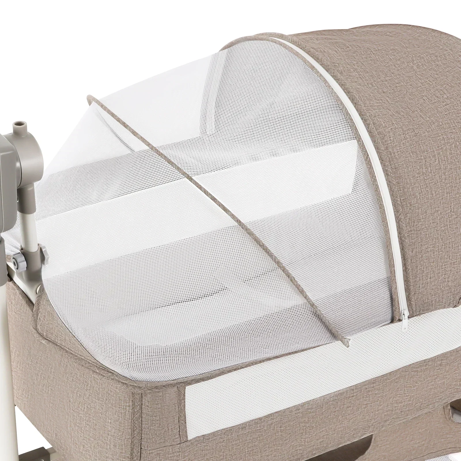 Smart Electric Baby Bassinet Bedside Sleeper with Music Play,Automatic Cradle with 3 Speed Timing and 5 Speed Wobbling,Portable Baby Bed Height Adjustable Crib,with Nets+Mattresses