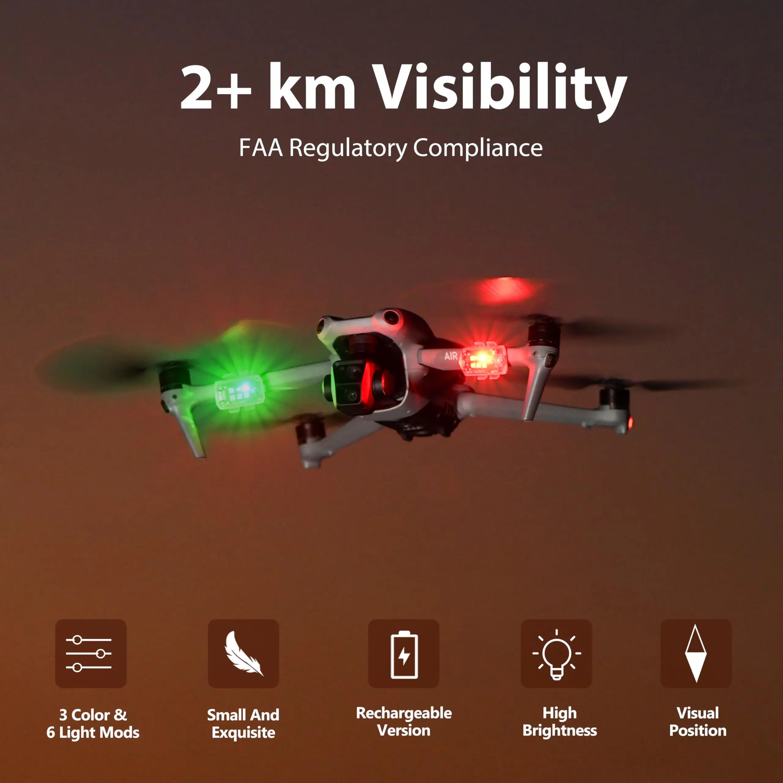 STARTRC 2 PACK Drone Strobe Light Anti Collision Night Flight, 3 Colors 5 Strobe Modes Drone Light for DJI Mini 5 Pro/4 Pro/3 Neo 2 Flip Air 3S Mini 4K Accessories
