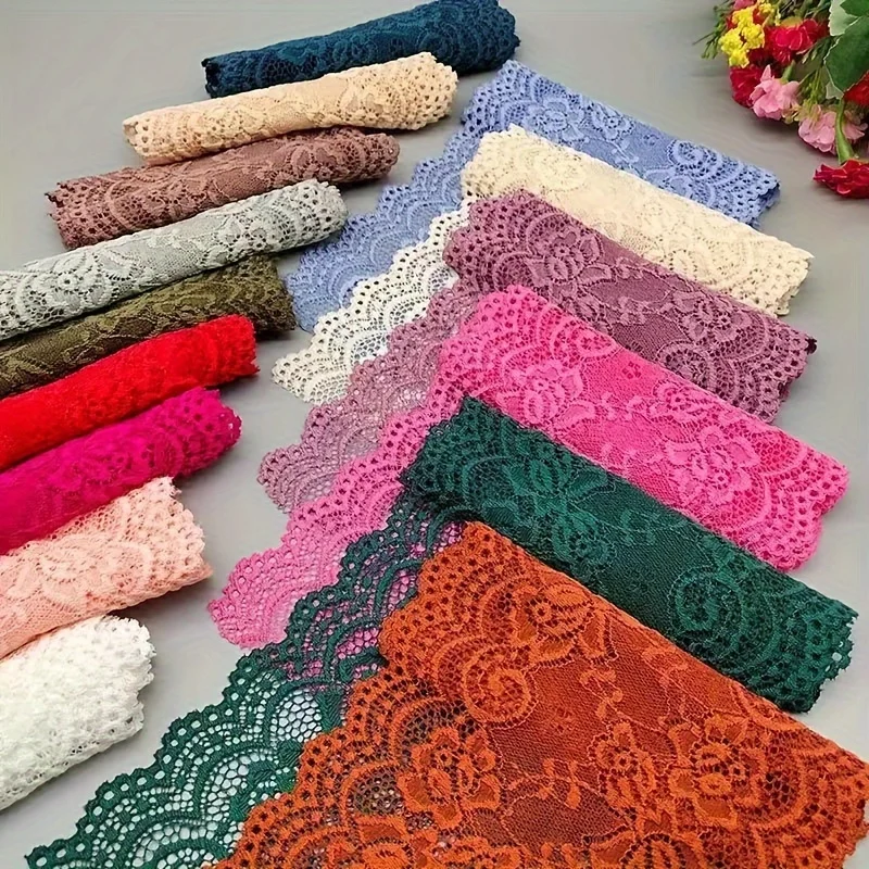 Length 1 Yard Luxury Thickened Soft Elastic 15CM Wide Lace Trim - Perfect for Craftsmanship and Sewing - Ideal for Underwear, Skirts and Dresses - High Quality Fabric with Delicate Lace Ribbon Design