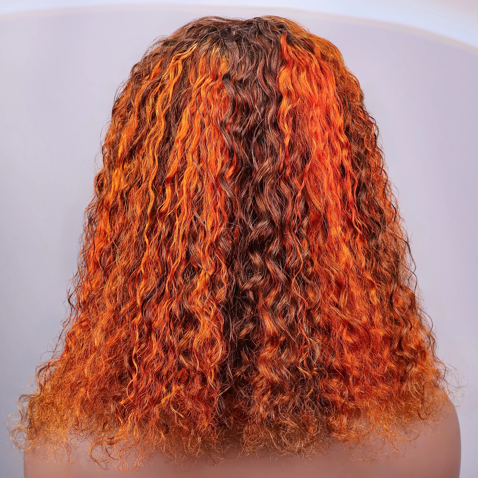 13x4 Lace Front Human Hair Wig Water Wave Short Bob Curly Wigs 4/350 Highlight Ombre Ginger Orange 200 Density for Black Women