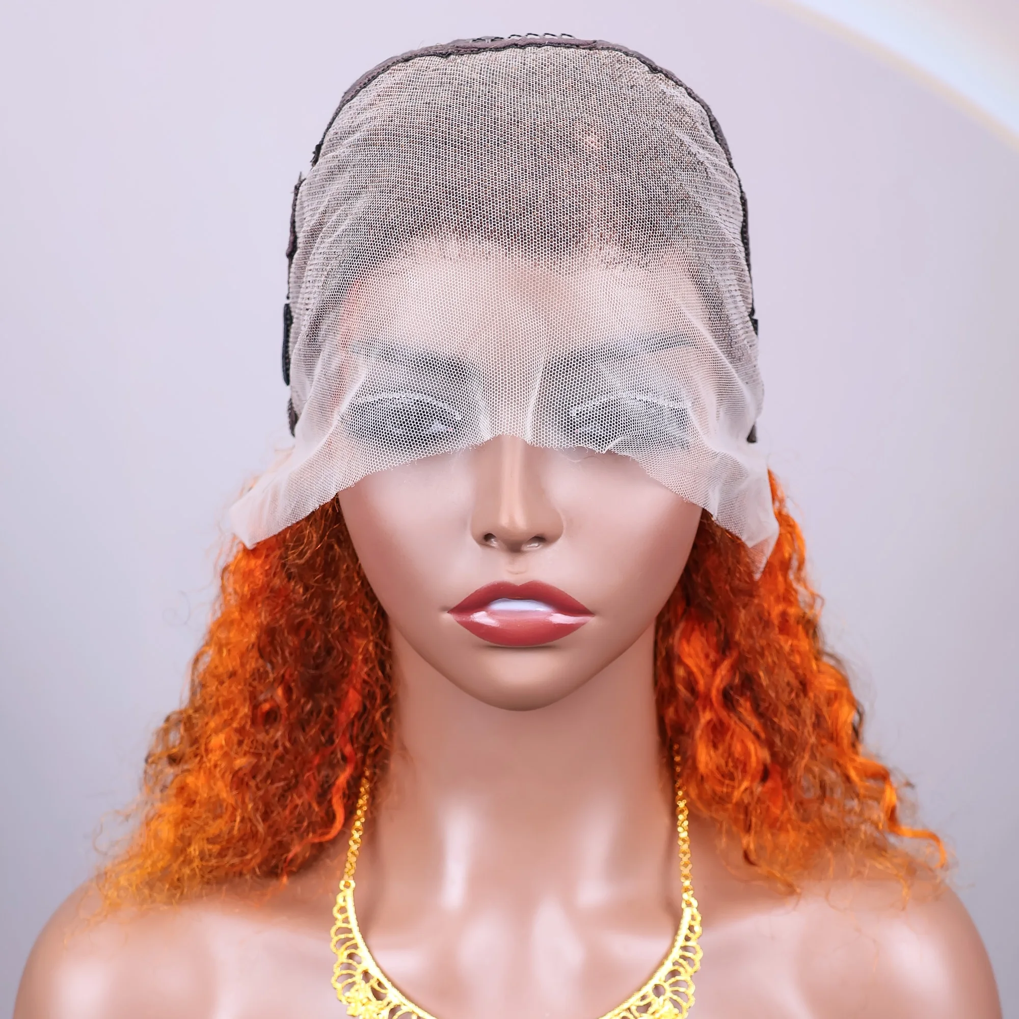 13x4 Lace Front Human Hair Wig Water Wave Short Bob Curly Wigs 4/350 Highlight Ombre Ginger Orange 200 Density for Black Women