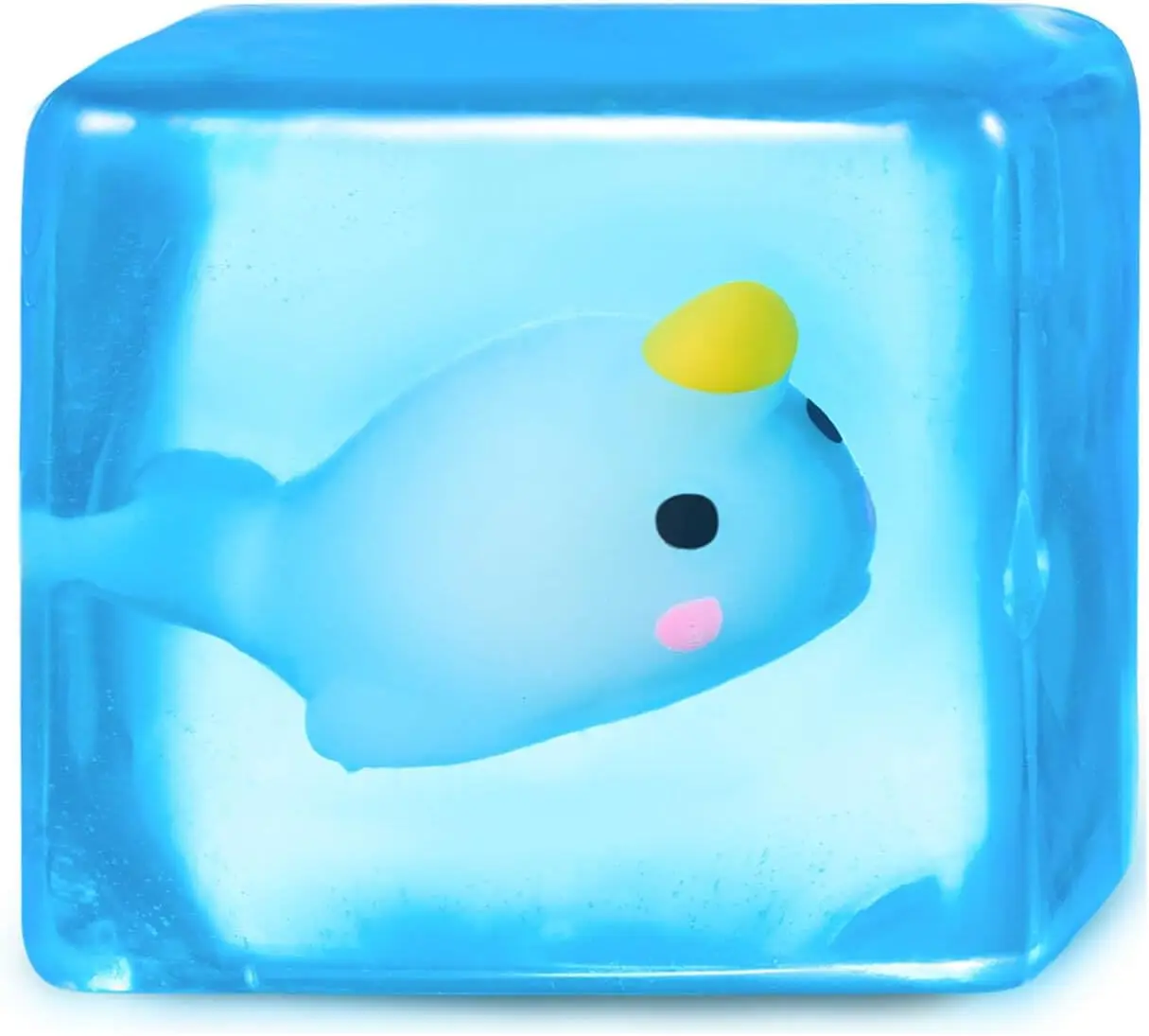 Glow in the Dark Whale Cube Squishy Slow Rising Sensory Fidget Stress Ball, Calming Tactile Toy for Autism ADHD Kids, Holiday Easter Stocking Filler Desktop Gift for Students & Adults