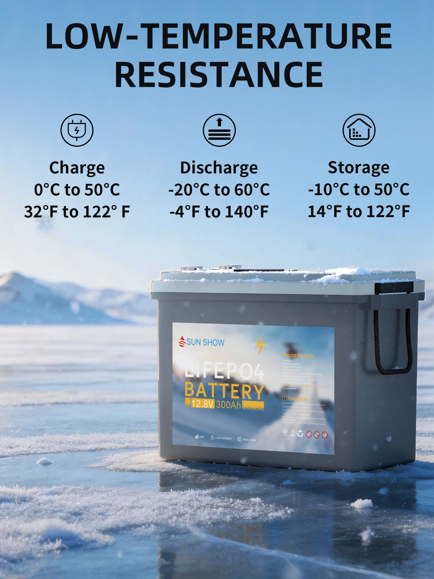 SANDISOLAR 300Ah LiFePO4 Battery 12.8V 3840Wh Lithium Iron Phosphate Battery Expandable for Home Solar Energy Storage