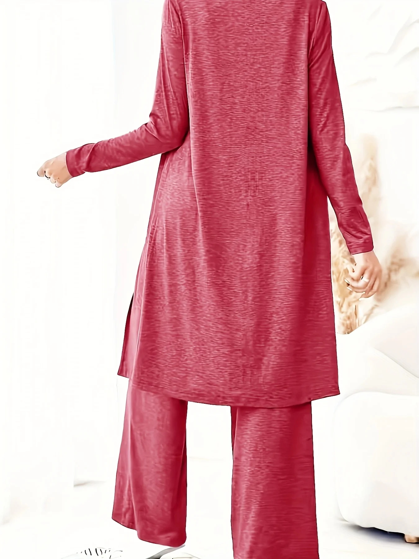 Plus Size Women 3 Piece Outfit Set, Long Sleeve Open Front Cardigan + Tank Top + Wide Leg Pants Loungewear