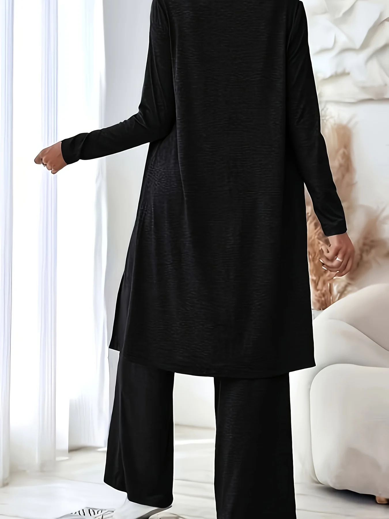 Plus Size Women 3 Piece Outfit Set, Long Sleeve Open Front Cardigan + Tank Top + Wide Leg Pants Loungewear