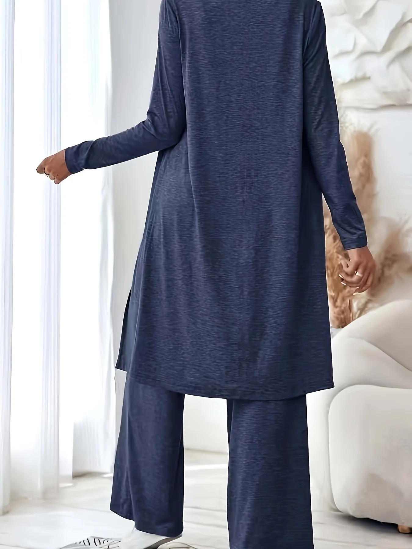 Plus Size Women 3 Piece Outfit Set, Long Sleeve Open Front Cardigan + Tank Top + Wide Leg Pants Loungewear