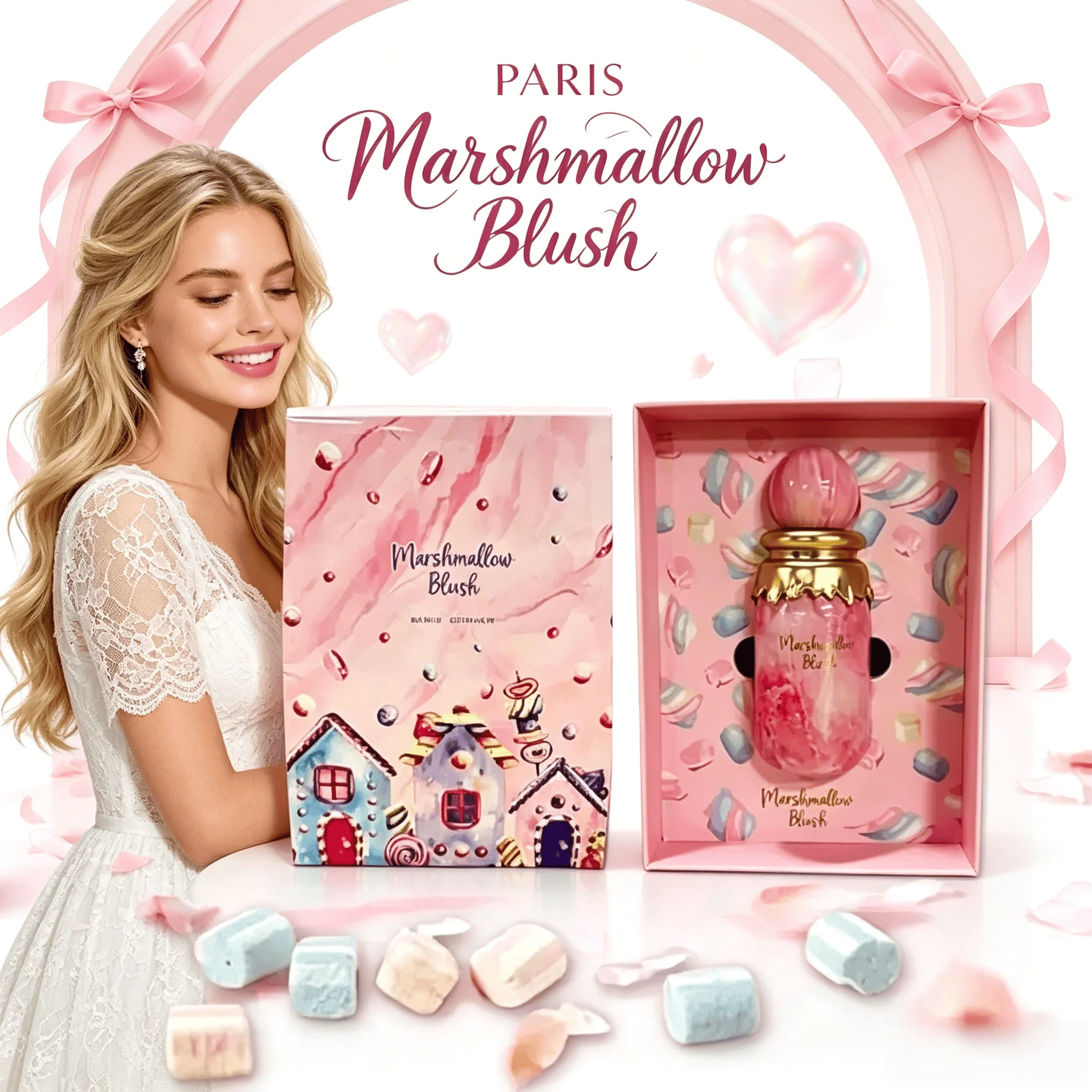 Paris Corner | Marshmallow Blush EDP | A Unique Gourmand Marshmallow Strawberry Perfume for Women | Long-Lasting Sweet Scent Fra