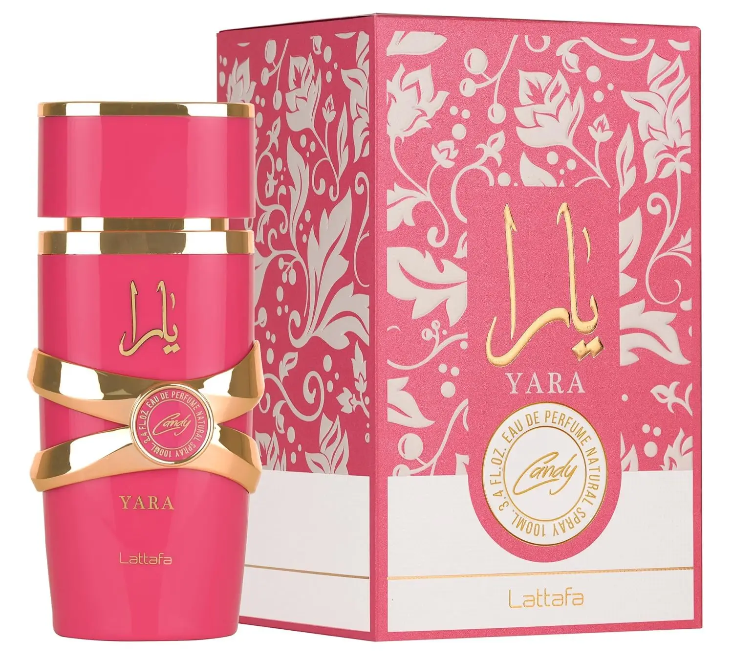 YARA LATTAFA Yara Candy Eau De Parfum 100ML With Original Gift Box Long Lasting Sweet Candy Floral Vanilla Fragrance Women Perfume Glossy Hot Pink Gold Luxury Bottle Romantic Scent Dating Wedding Gift for Ladies