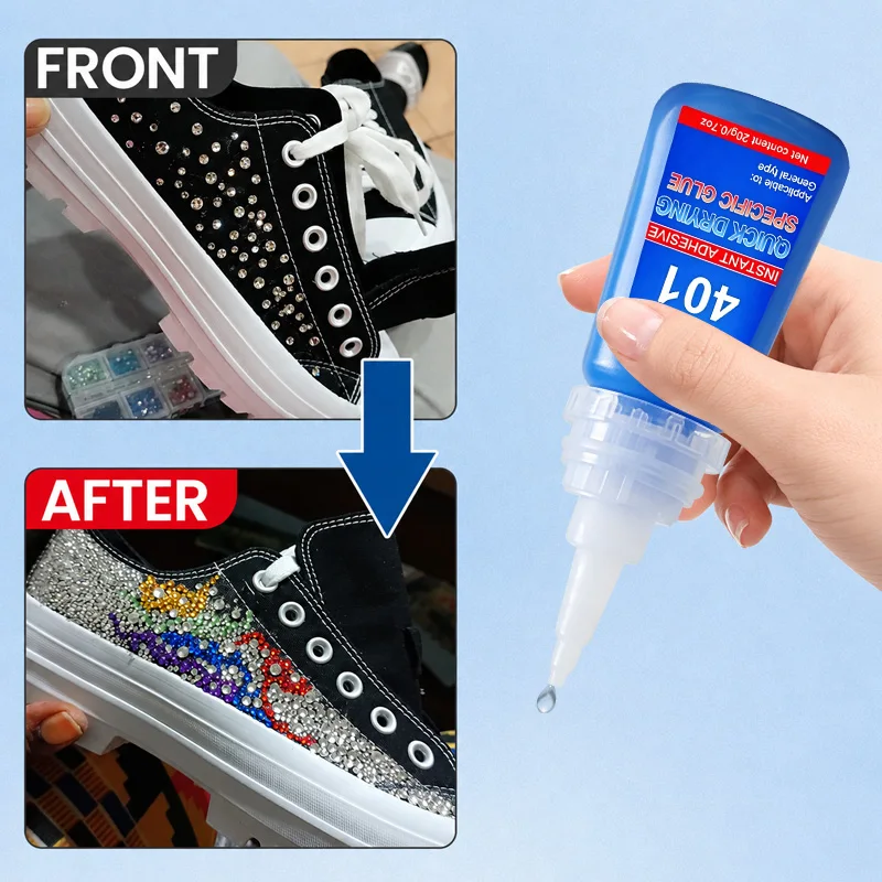 LOOLIFL 401 Instant Super Glue Clear Quick Dry Rhinestone Adhesive Precise Nozzle DIY Craft Shoe Jewelry Fabric Decor Repair Glue