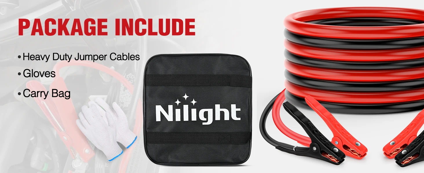 Nilight Jumper Cables for Car Battery 6 Gauge 16 FT Booster Cable Heavy Duty 450 A CCA with Carrying Bag Jump Start Emergency Kit Pickup Vans SUV Sedan Motorcycle