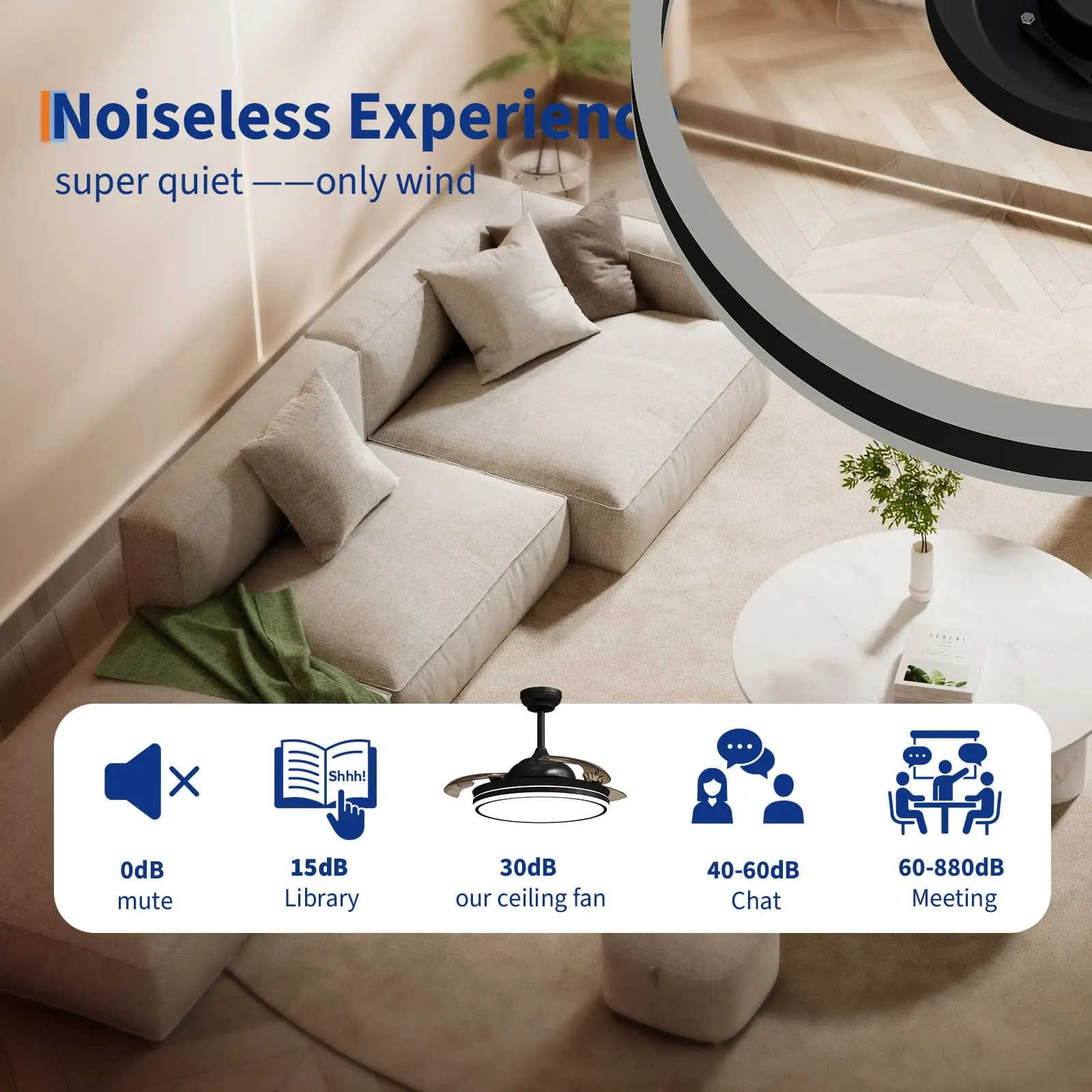 20'' Caged Ceiling Fan With Light & Remote, Dimmable Farmhouse Fandelier, Quiet DC Flush Mount For Kitchen Bedroom
