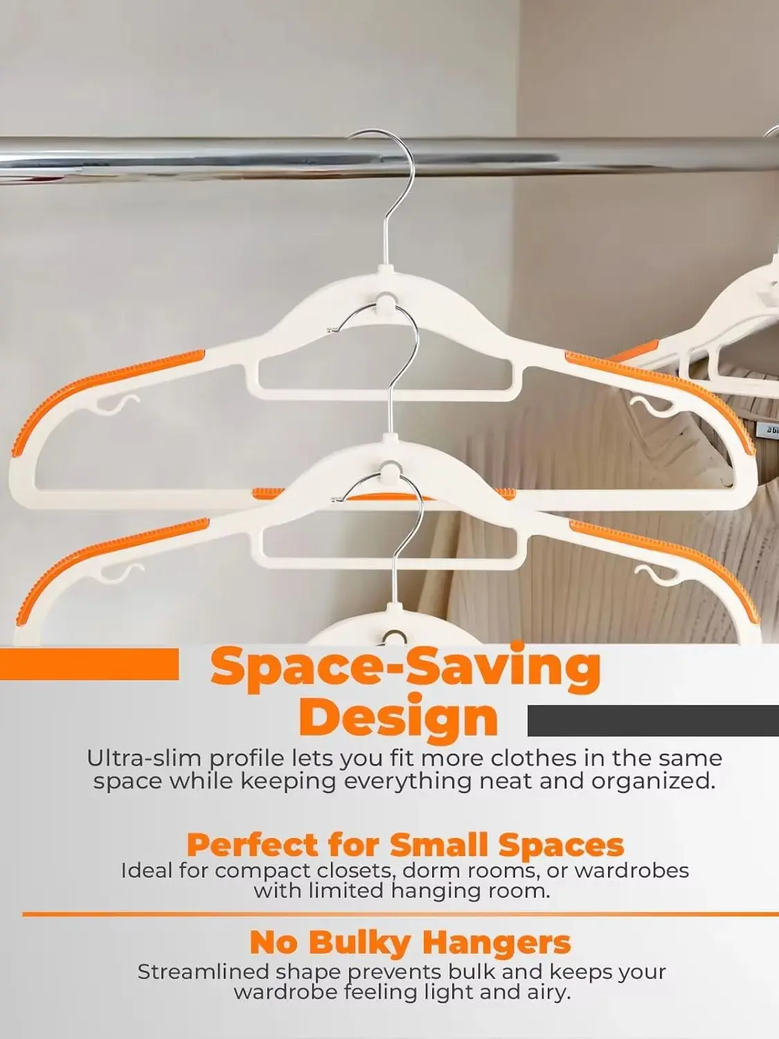 20/50/100 Pack Combo Heavy Duty Non-Slip No-Mark Plastic Clothes Hangers, Anti-Crack Anti-Bend Clothing Racks, Multi-Functional Indoor Storage & Laundry Drying Organizer for Large Family